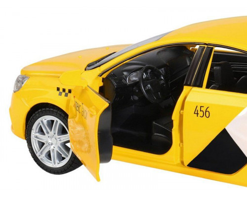 Машина АВТОПАНОРАМА Яндекс.Такси  LADA VESTA, желтый, 1/24, в/к 24,5*12,5*10,5 см