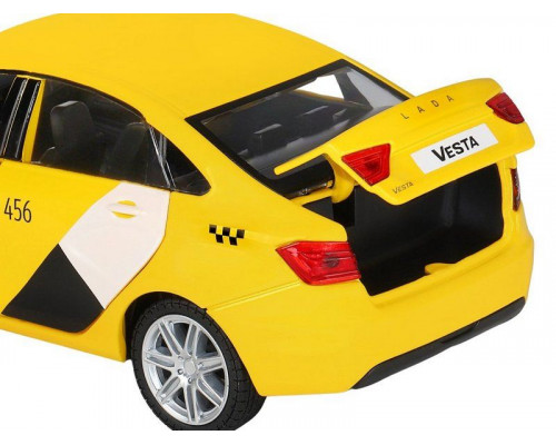 Машина АВТОПАНОРАМА Яндекс.Такси  LADA VESTA, желтый, 1/24, в/к 24,5*12,5*10,5 см