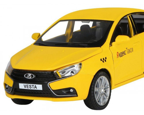 Машина АВТОПАНОРАМА Яндекс.Такси  LADA VESTA, желтый, 1/24, в/к 24,5*12,5*10,5 см