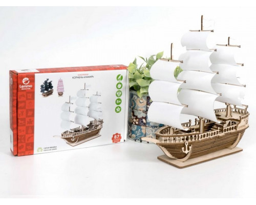 Деревянный конструктор Lemmo КОРАБЛЬ «ЛАМАР», 87 деталей