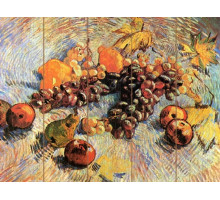 Картина по номерам на дереве 40х50 Натюрморт с яблоками и виноградом (29 красок)