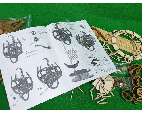 Сборная деревянная модель СВМодель. Часы деревянные каминные, 230 деталей