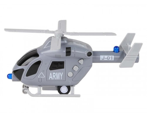 Вертолет AUTODRIVE 20см инерц. на бат. со светом и звуком, серый,  в/к 22,5*10*13,5
