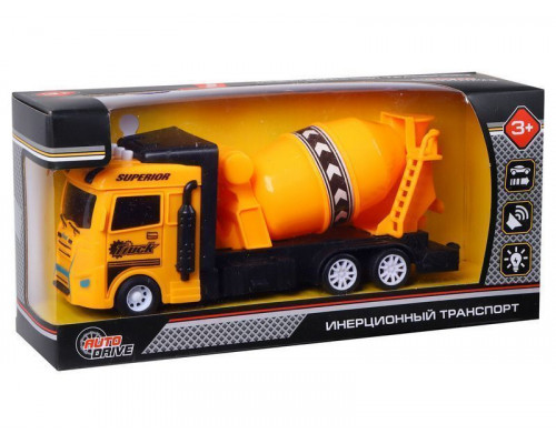 Машина AUTODRIVE Бетономешалка фрикционная, со светом и звуком, в/к 23,5*7*11 см