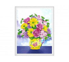 Алмазная мозаика с нанесенной рамкой 40х50 ЦВЕТОЧНЫЙ МИКС (23 цвета)