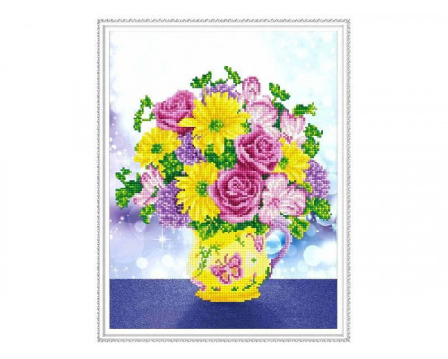 Алмазная мозаика с нанесенной рамкой 40х50 ЦВЕТОЧНЫЙ МИКС (23 цвета)