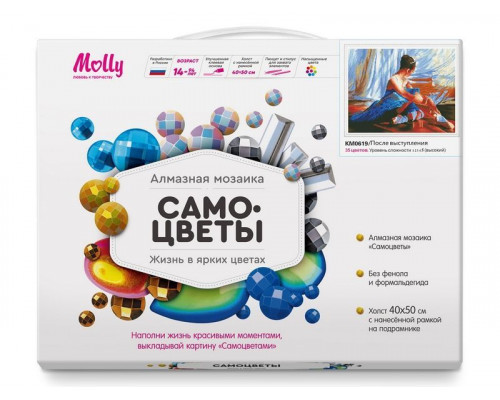 Алмазная мозаика с нанесенной рамкой 40х50 ПОСЛЕ ВЫСТУПЛЕНИЯ (35 цветов)