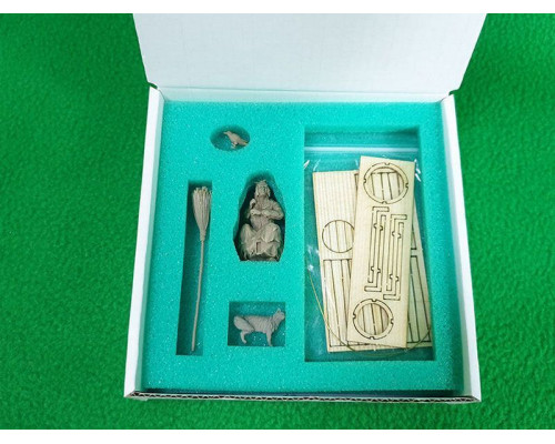Фигурка СВМодель 6004 Баба-Яга, метла, кот, ворон, ступа, 1/35