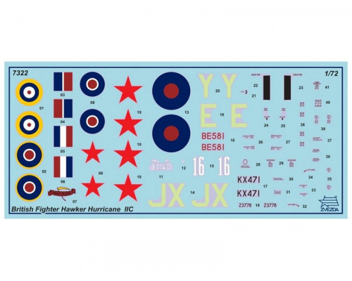 Сборная модель ZVEZDA Британский истребительХоукер Харрикейн IIC, 1/72