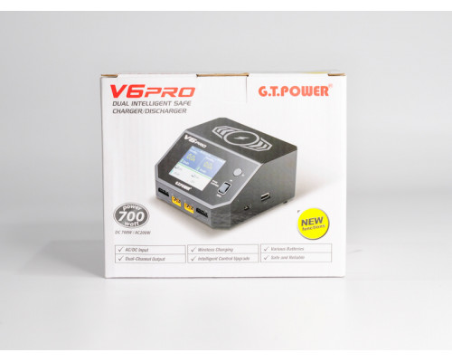 Универсальное зарядное устройство G.T.Power V6PRO Dual Power 7-30/220В, 16Aх2, USB, Wireless 7.5W