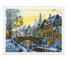 Алмазная мозаика с нанесенной рамкой 40х50 ЗИМНИЙ ВЕЧЕР  (26 цветов)