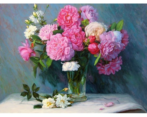 Картина по номерам 40х50 Букет пионов (25 цветов)