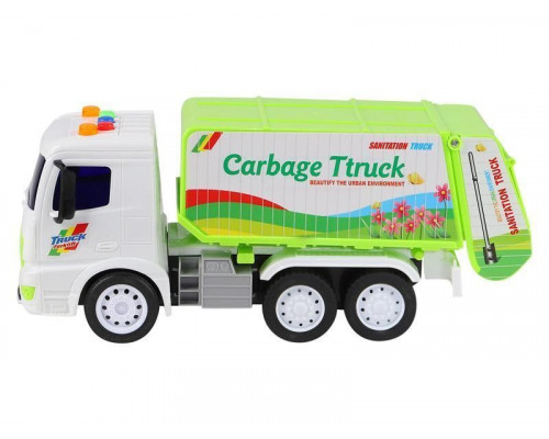Машина AUTODRIVE Мусоровоз 21см инерц. на бат. со светом и звуком, зеленый,  в/к 29,5*12*16,5