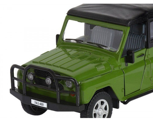 Машина АВТОПАНОРАМА УАЗ-469, хаки, 1/24, свет, звук, инерция, тент, в/к 22*12*11