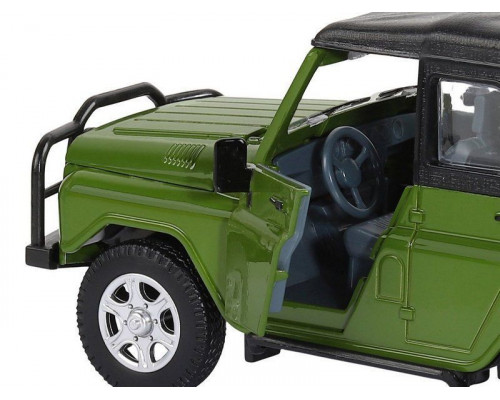Машина АВТОПАНОРАМА УАЗ-469, хаки, 1/24, свет, звук, инерция, тент, в/к 22*12*11