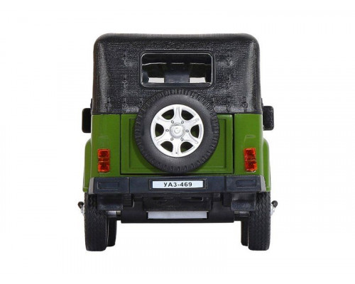 Машина АВТОПАНОРАМА УАЗ-469, хаки, 1/24, свет, звук, инерция, тент, в/к 22*12*11