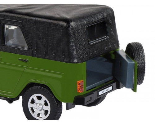 Машина АВТОПАНОРАМА УАЗ-469, хаки, 1/24, свет, звук, инерция, тент, в/к 22*12*11