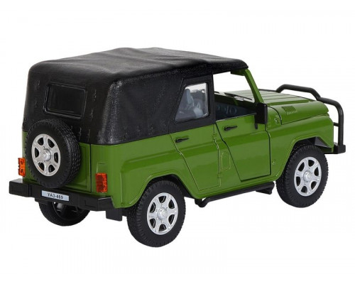 Машина АВТОПАНОРАМА УАЗ-469, хаки, 1/24, свет, звук, инерция, тент, в/к 22*12*11