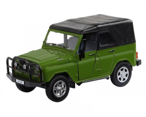 Машина АВТОПАНОРАМА УАЗ-469, хаки, 1/24, свет, звук, инерция, тент, в/к 22*12*11