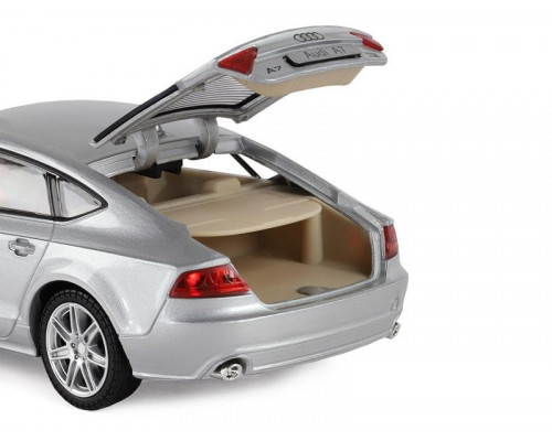 Машина АВТОПАНОРАМА Audi A7, серебряный, 1/24, свет, звук, в/к 24,5*12,5*10,5 см