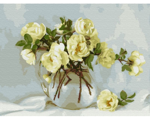 Картина по номерам с цветной схемой на холсте 30х40 Бузин. Майский букет (20 цветов)