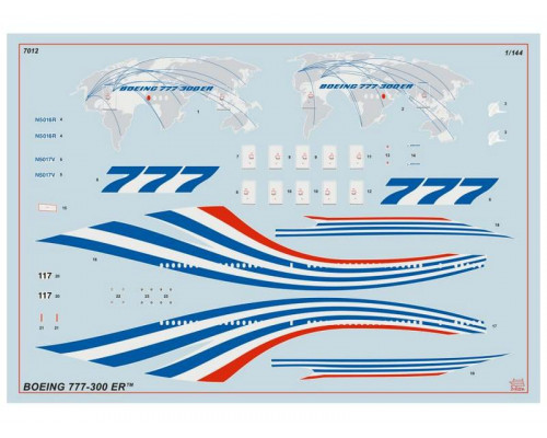 Сборная модель ZVEZDA Пассажирский авиалайнер Боинг 777-300 ER, 1/144