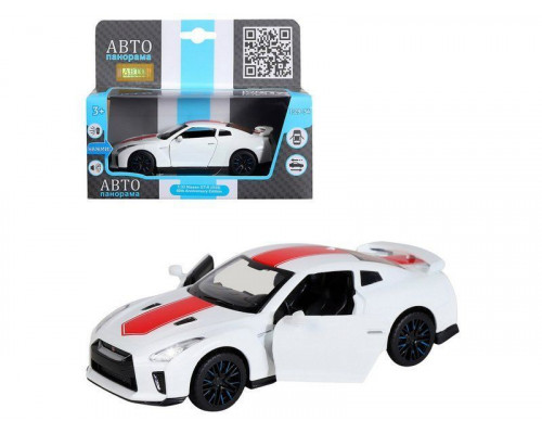 Машина АВТОПАНОРАМА Nissan GT-R (R35), 1/32, белый, свет, звук, в/к 18*9*13,5 см