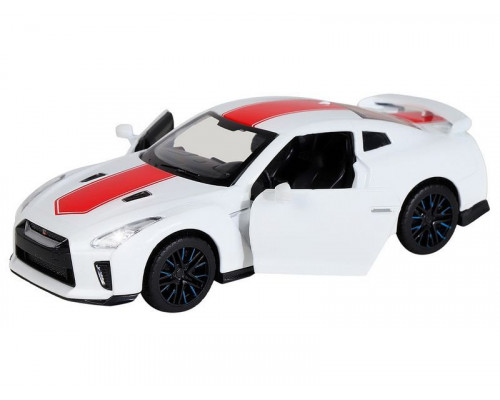 Машина АВТОПАНОРАМА Nissan GT-R (R35), 1/32, белый, свет, звук, в/к 18*9*13,5 см