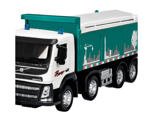 Машина АВТОПАНОРАМА Volvo самосвал, зеленый, 1/50, свет, звук, в/к 28*14*10 см