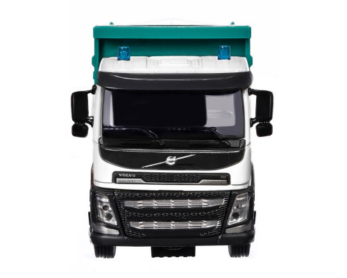 Машина АВТОПАНОРАМА Volvo самосвал, зеленый, 1/50, свет, звук, в/к 28*14*10 см