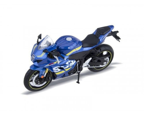 Мотоцикл АВТОПАНОРАМА SUZUKI GSR-R1000, 1/12, металл, синий, свободный ход колес