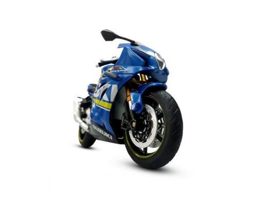 Мотоцикл АВТОПАНОРАМА SUZUKI GSR-R1000, 1/12, металл, синий, свободный ход колес