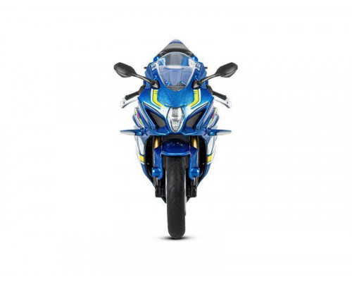 Мотоцикл АВТОПАНОРАМА SUZUKI GSR-R1000, 1/12, металл, синий, свободный ход колес