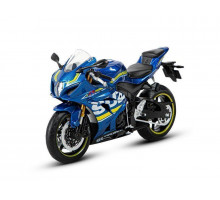 Мотоцикл "АВТОПАНОРАМА" SUZUKI GSR-R1000, 1/12, металл, синий, свободный ход колес