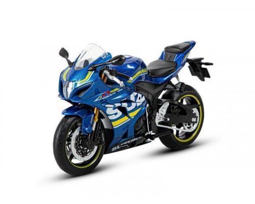Мотоцикл АВТОПАНОРАМА SUZUKI GSR-R1000, 1/12, металл, синий, свободный ход колес