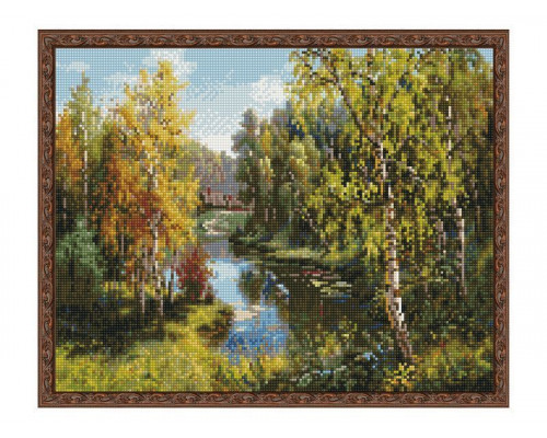 Картина мозаикой с нанесенной рамкой 40х50 ПРИЩЕПА. ГУСИ В ДЕРЕВНЕ (33 цвета)