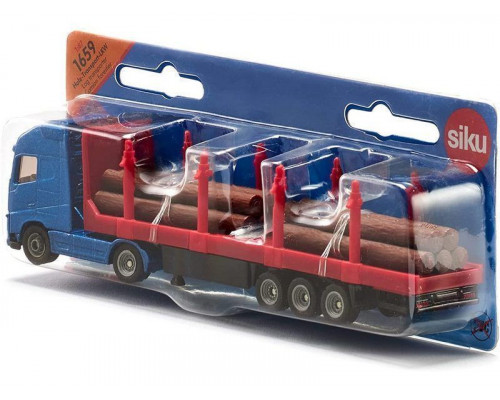 Лесовоз Siku 1659 Тягач с платформой с бревнами 1/87