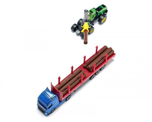 Лесовоз Siku 1659 Тягач с платформой с бревнами 1/87