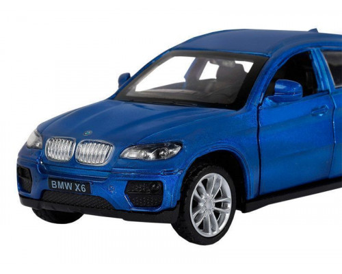 Машина АВТОПАНОРАМА BMW X6, 1/43, синий, инерция, откр. двери, в/к 17,5*12,5*6,5 см