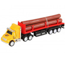 Машина AUTODRIVE Трейлер 20см с прицепом с бревнами фрикционный, в/к 22*4*7,5 см