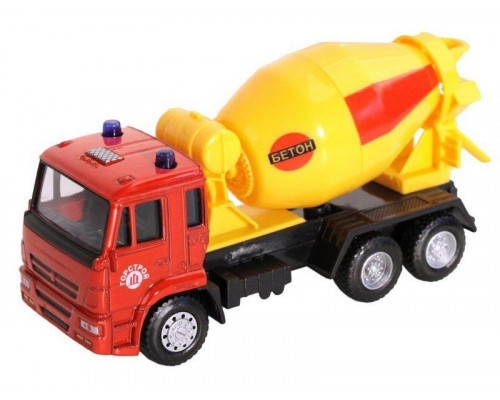 Машина АВТОПАНОРАМА Бетономешалка, красный, 1/54, инерция, в/к 16,5*6,4*9