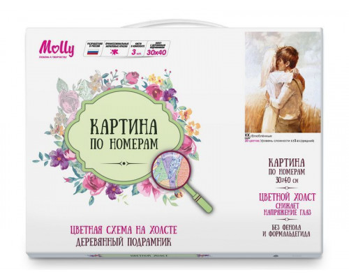 Картина по номерам с цветной схемой на холсте 30х40 ВЛЮБЛЕННЫЕ (24 цвета)
