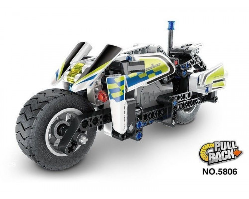 Конструктор Qihui Mechanical Master Полицейский мотоцикл совместим с QH5805, инерц. (193 детали)