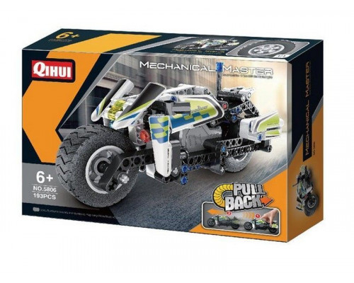 Конструктор Qihui Mechanical Master Полицейский мотоцикл совместим с QH5805, инерц. (193 детали)