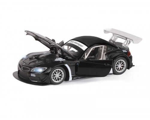 Машина АВТОПАНОРАМА BMW Z4 GT3, черный, 1/24, свет, звук, в/к 24,5*12,5*10,5 см