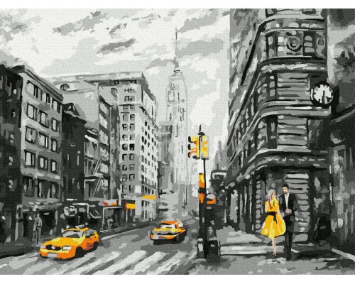 Картина по номерам с цветной схемой на холсте 30х40 НЬЮ-ЙОРК (15 цветов)