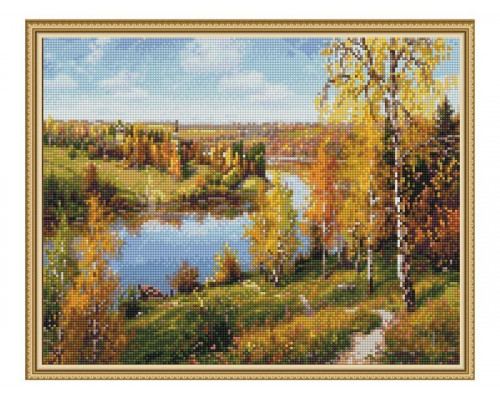 Картина мозаикой с нанесенной рамкой 40х50 ПРИЩЕПА. ОСЕНЬ. ГЛУБИНКА (32 цвета)