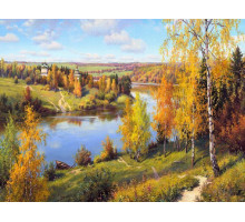 Картина мозаикой с нанесенной рамкой 40х50 ПРИЩЕПА. ОСЕНЬ. ГЛУБИНКА (32 цвета)