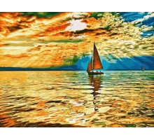 Картина по номерам 40х50 Заход солнца (22 цвета)