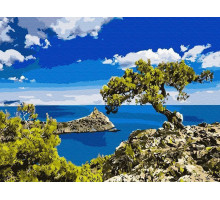 Картина по номерам на дереве 40х50 ГОЛУБАЯ БУХТА (22 цвета)